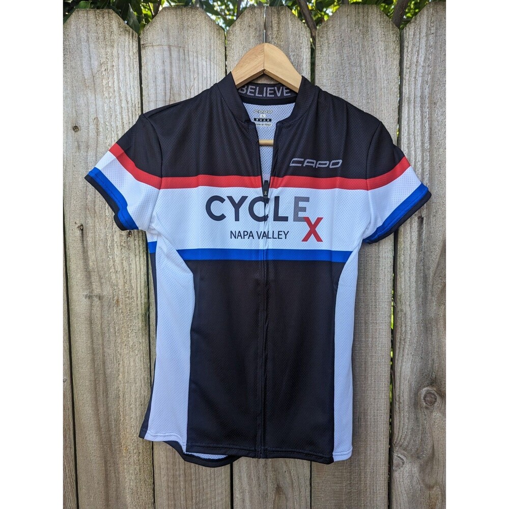 Capo Cycling Jersey Full Zip Womens Large Cycle X Napa Valley Black White
